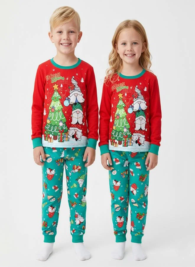 بيبي كلو بيجامات شتوية للجنسين بتصميم قزم أحمر وشجرة عيد الميلاد مضيئة