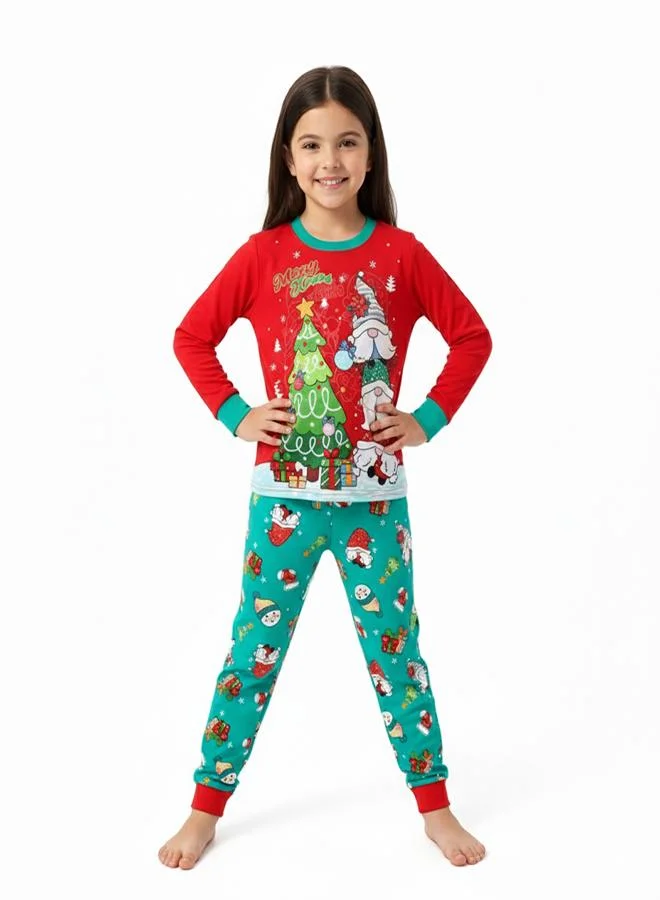 babyqlo Unisex Red Gnome Christmas Tree Glow Pajamas