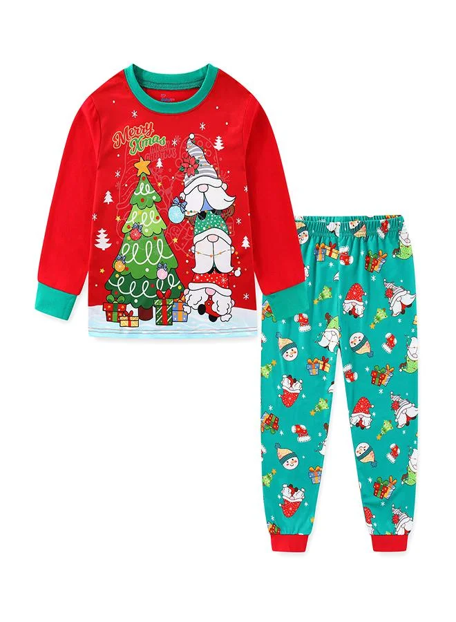 babyqlo Unisex Red Gnome Christmas Tree Glow Pajamas