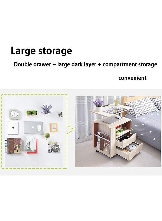 Bedside Table, Multifunctional Bedside Laptop Desk Storage Cabinet, Home Bedroom Bedside Storage Cabinet - Image 4