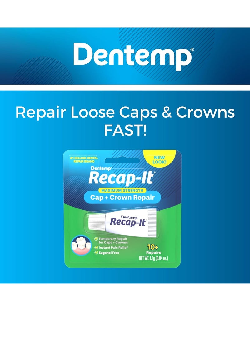 Dentemp Dentemp Recap-It Cap and Crown Repair Dental Kit - Fast Acting Formula Dental Cement for Loose Caps (Pack of 3) - Temporary Cement for Crown and Bridge - Image 2