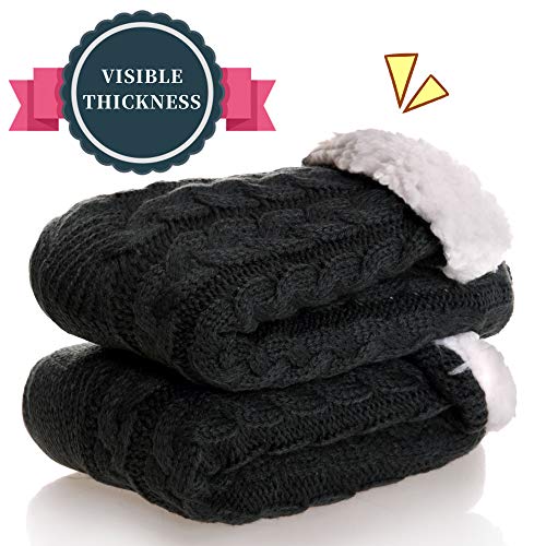 SDBING Women's Winter Super Soft Warm Cozy Fleece Lined Fuzzy Slipper Socks with Grippers (Gray B, 6-10) - Image 3