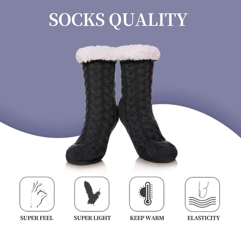 SDBING Women's Winter Super Soft Warm Cozy Fleece Lined Fuzzy Slipper Socks with Grippers (Gray B, 6-10) - Image 5