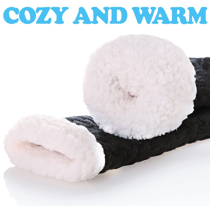 SDBING Women's Winter Super Soft Warm Cozy Fleece Lined Fuzzy Slipper Socks with Grippers (Gray B, 6-10) - Image 4