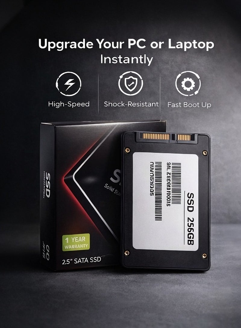 محرك أقراص الحالة الصلبة الداخلي SATA SSD بحجم 2.5 بوصة وسعة 256 جيجابايت لأجهزة الكمبيوتر المكتبية والمحمولة التي تعمل بنظامي التشغيل ويندوز/لينكس - Image 1