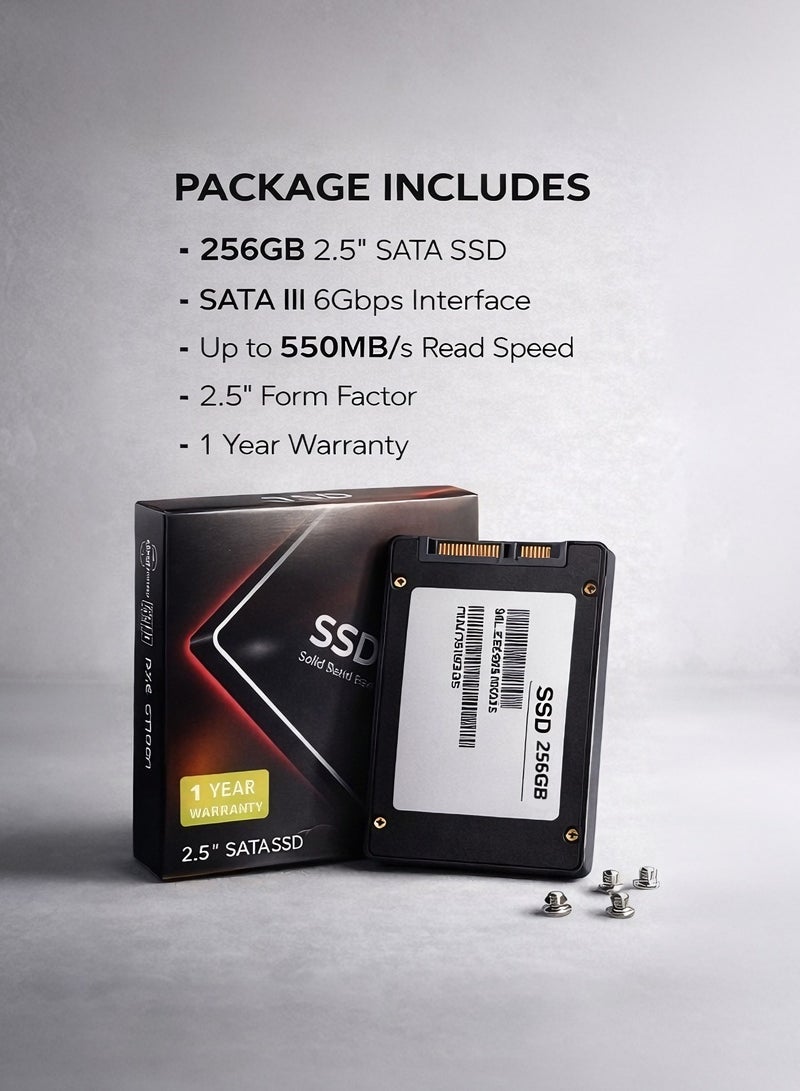 محرك أقراص الحالة الصلبة الداخلي SATA SSD بحجم 2.5 بوصة وسعة 256 جيجابايت لأجهزة الكمبيوتر المكتبية والمحمولة التي تعمل بنظامي التشغيل ويندوز/لينكس - Image 2