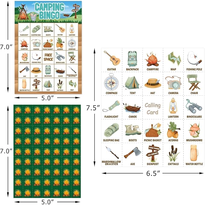 Fancy Land Camping Bingo Game for Kids 24 Players Outdoor Adventure Supply | Camp Activities - Image 3