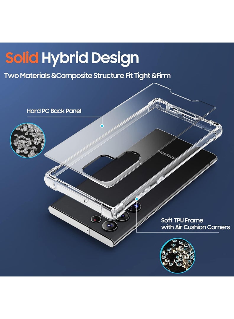 رفع القضية جراب شفاف للغاية لهاتف Samsung Galaxy S22، غطاء خلفي صلب من مادة البولي كربونات ممتص للصدمات مع زوايا معززة وحواف ناعمة، جراب واقٍ شفاف من مادة TPU - Image 2