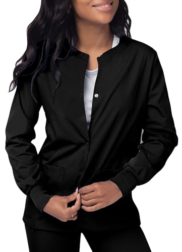 Sivvan Scrubs for Women - Front Snap Warm - Up Jacket - S8306 - Black - XS - Image 4
