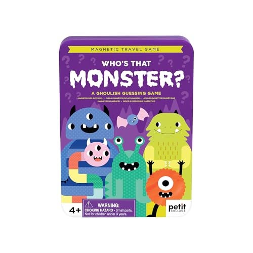 Petit Collage Whos That Monster Magnetic Travel Game OnTheGo Tin Game for Kids Ages 4 Portable ScreenFree Playset with 25 Magnetic Pieces 2 Game Boards Perfect Halloween Activity - Image 1