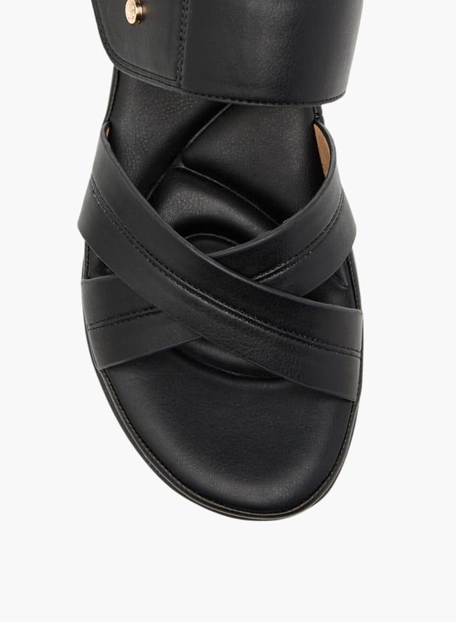 Flora Bella By Shoexpress Women Monogram Print Slip-On Sandals with Wedge Heel - Image 4