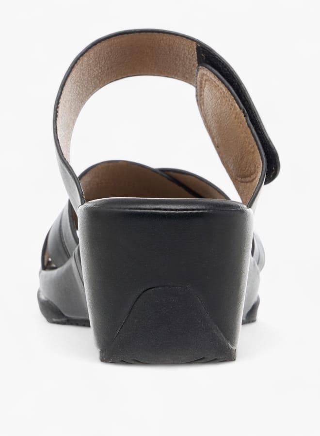 Flora Bella By Shoexpress Women Monogram Print Slip-On Sandals with Wedge Heel - Image 5