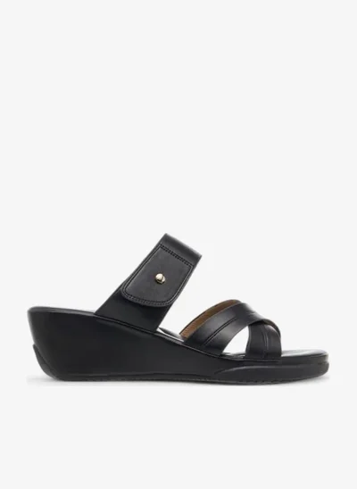 Flora Bella By Shoexpress Textured Slip-On Comfort Sandals with Wedge Heel