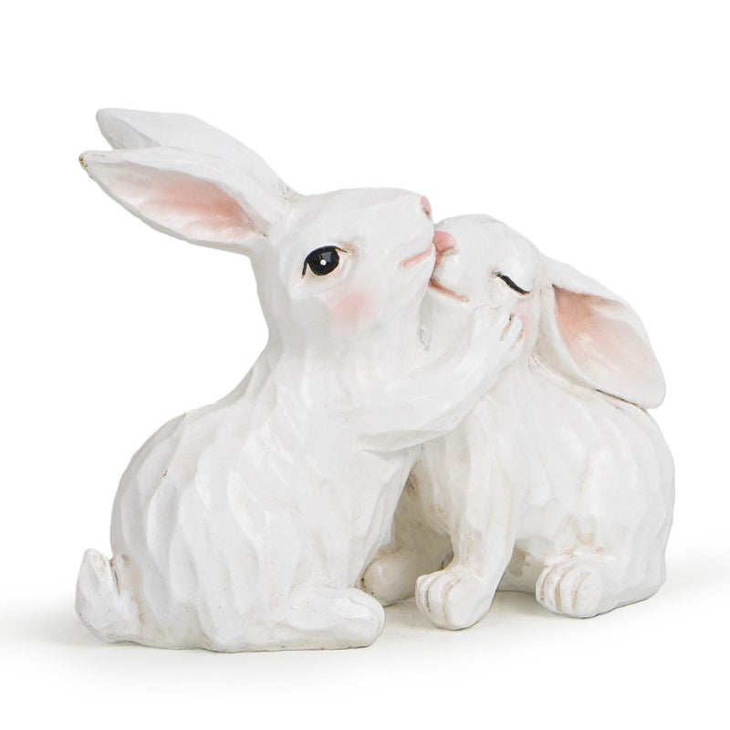 Hodao Mother and Baby Bunny Figurine Resin Rabbit Family Decor Sweet Home Shelf Table Accent Gift for Mom Nursery Keepsake Farmhouse Animal Statue - Image 2