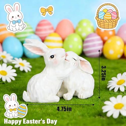 Hodao Mother and Baby Bunny Figurine Resin Rabbit Family Decor Sweet Home Shelf Table Accent Gift for Mom Nursery Keepsake Farmhouse Animal Statue - Image 3