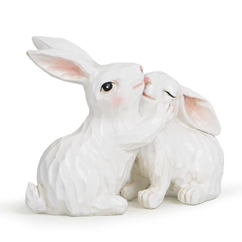 Hodao Mother and Baby Bunny Figurine Resin Rabbit Family Decor Sweet Home Shelf Table Accent Gift for Mom Nursery Keepsake Farmhouse Animal Statue - Image 1