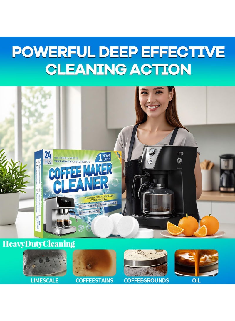 LAIAOCISI 24PCS Coffee Machine Cleaner Tablets, Descaling & Deodorizing for All Coffee Makers, Espresso Machines, Odor Eliminator Tablets Individual Packaging - Image 2
