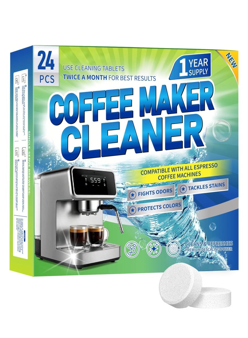 LAIAOCISI 24PCS Coffee Machine Cleaner Tablets, Descaling & Deodorizing for All Coffee Makers, Espresso Machines, Odor Eliminator Tablets Individual Packaging - Image 1