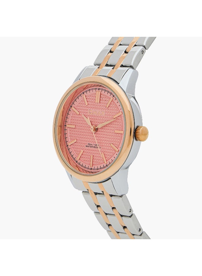 OMAX ساعة أوميكس النسائية التناظرية بقرص وردي - Image 4