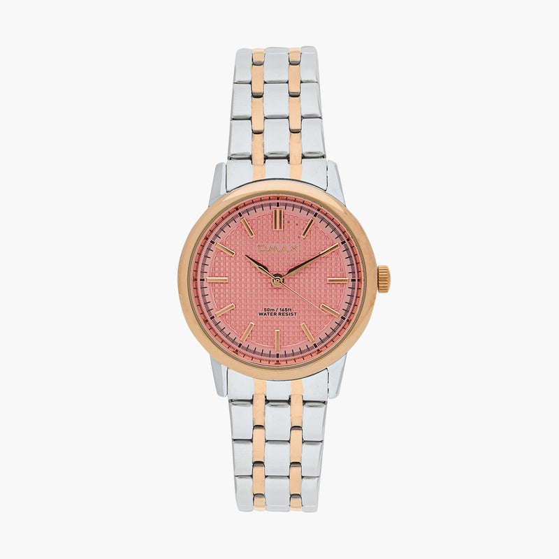 OMAX ساعة أوميكس النسائية التناظرية بقرص وردي - Image 1