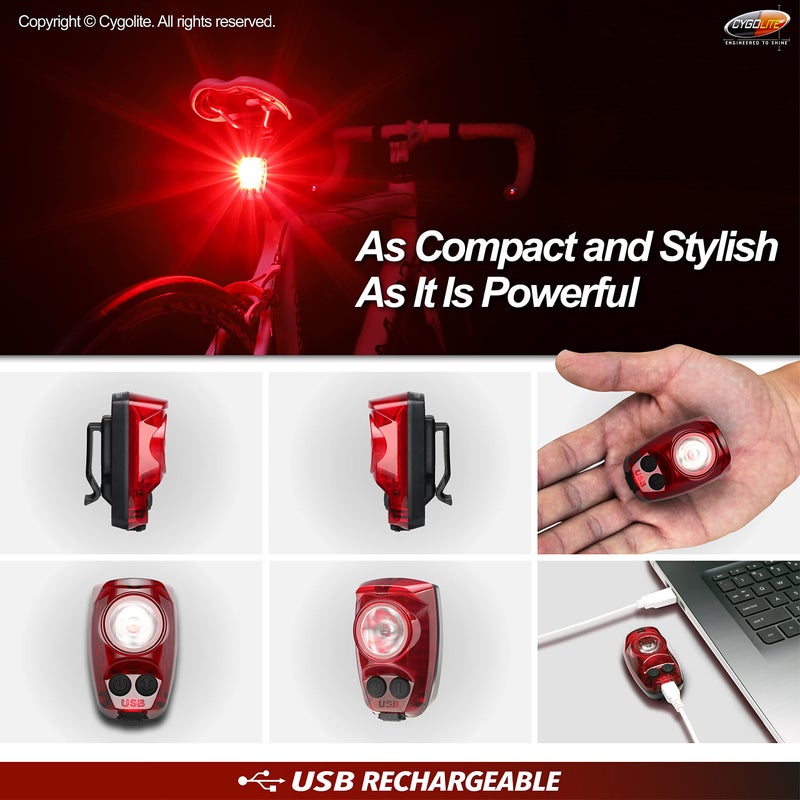 Cygolite Hotshot Proâ€“ 150 Lumen Bike Tail Light [HARD MOUNT VERSION]â€“ 6 Night & Daytime Modesâ€“ User Adjustable Flash Speeds- Compact Designâ€“ IP64 Water Resistantâ€“ USB Rechargeableâ€“Great for Busy Roads - Image 5
