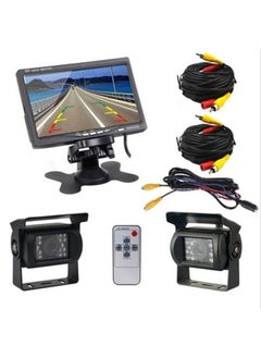 PZ-607-2 Wireless Vehicle Truck Dual Backup Camera and Monitor Infrared Night Vision Rear View Camera with 7 inch HD Monitor