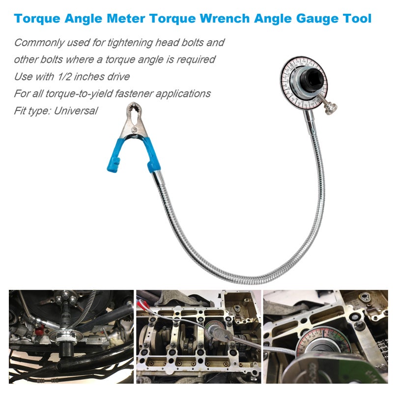 Torque Angle Meter: Silver 1/2 Inches Drive Universal Fit - Skin-Pack Design Torque Wrench Angle Gauge Tool for Torque-to-Yield Fastener Applications - Image 3