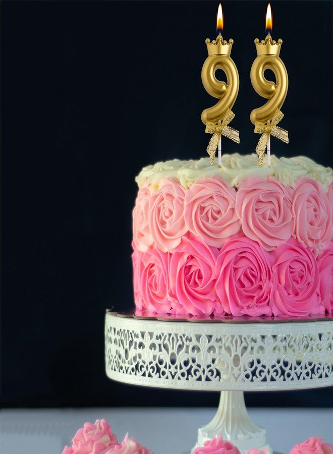 AOOLADA 99th Birthday Candles, Gold 99 Year Old Number Birthday Candles, Happy Birthday Cake Topper Gifts Party Decorations for Men Women - Image 4