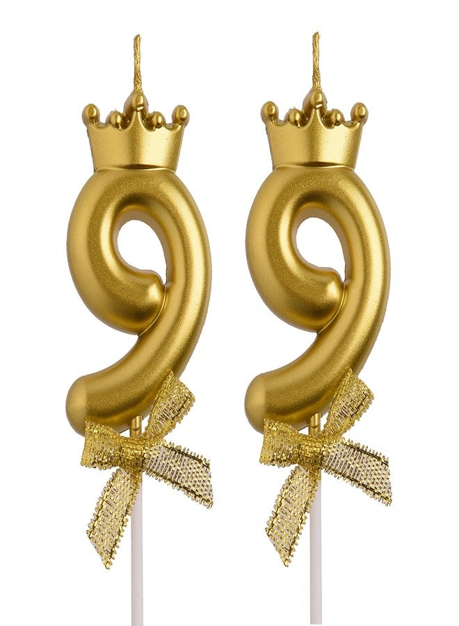 AOOLADA 99th Birthday Candles, Gold 99 Year Old Number Birthday Candles, Happy Birthday Cake Topper Gifts Party Decorations for Men Women - Image 1