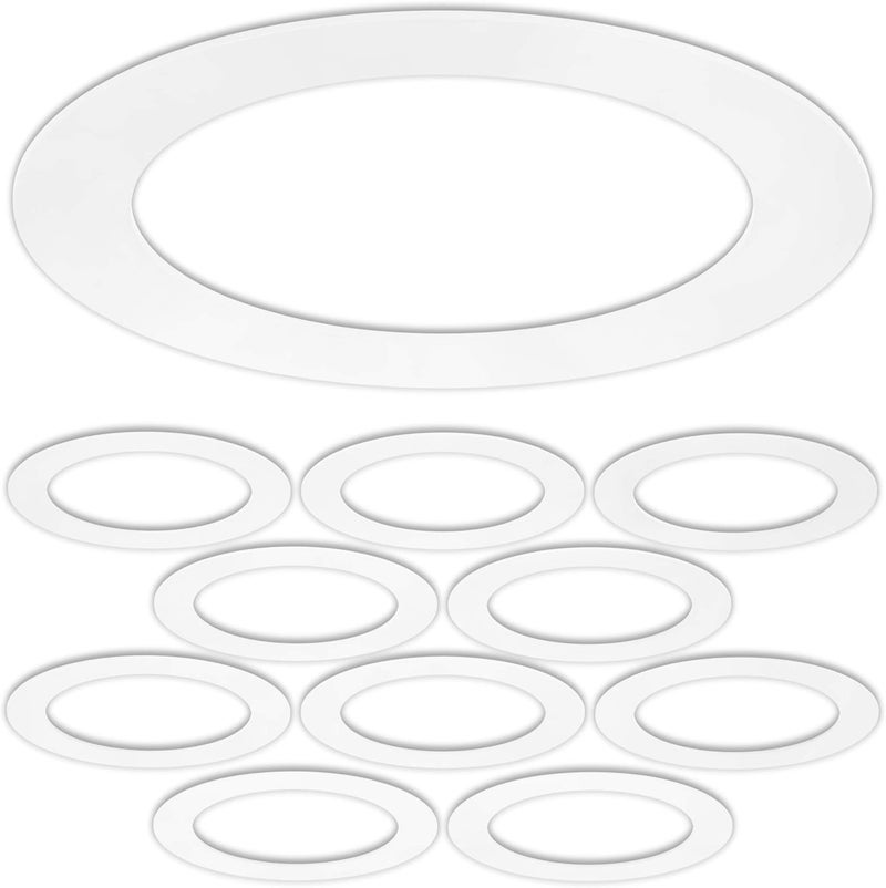harrrrd 10 Pack Gloss White Goof Trim Ring for 6" Inch Recessed Lighting Trims Can Lighting Down Light, Outer Diameter 8.07 Inches - Image 1