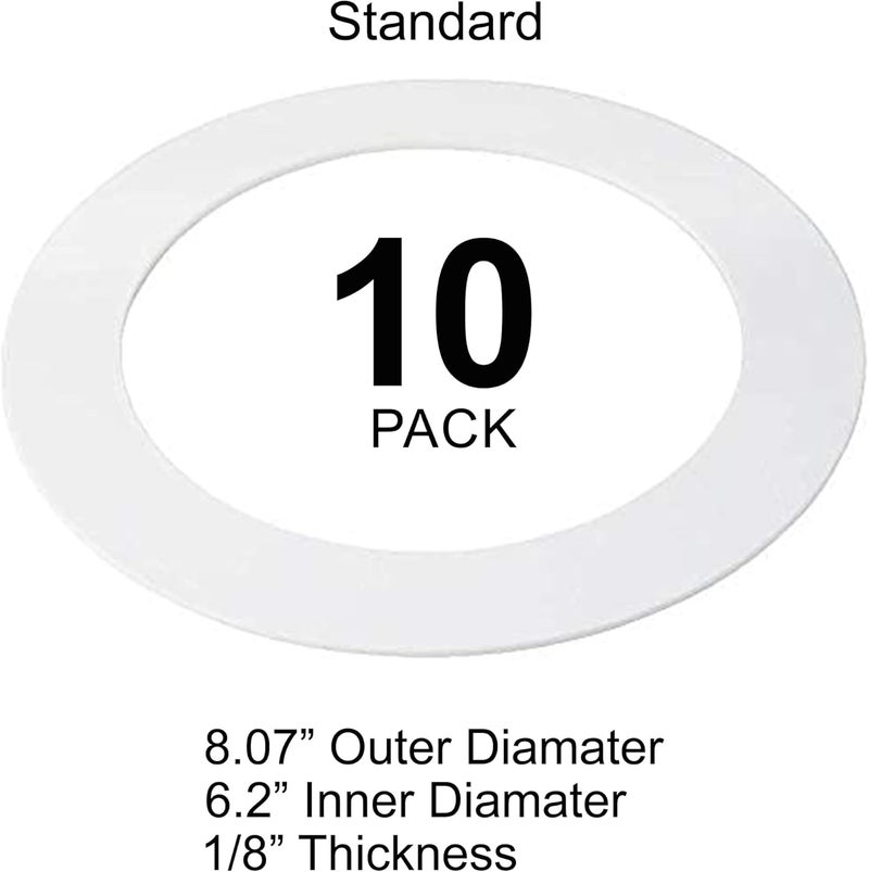 harrrrd 10 Pack Gloss White Goof Trim Ring for 6" Inch Recessed Lighting Trims Can Lighting Down Light, Outer Diameter 8.07 Inches - Image 2