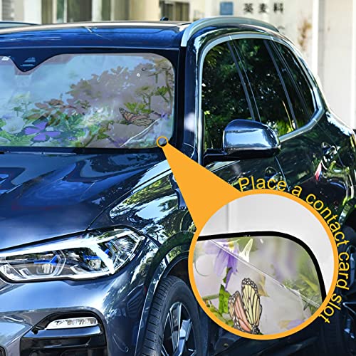 Vdsrup Magical Garden Butterfly Car Windshield Sun Shade Spring Summer Flowers Sun Shield UV Ray Protection Foldable Sun Visor for Front Window Blocks Automotive Interior Accessories 55 X 27.6 in - Image 5