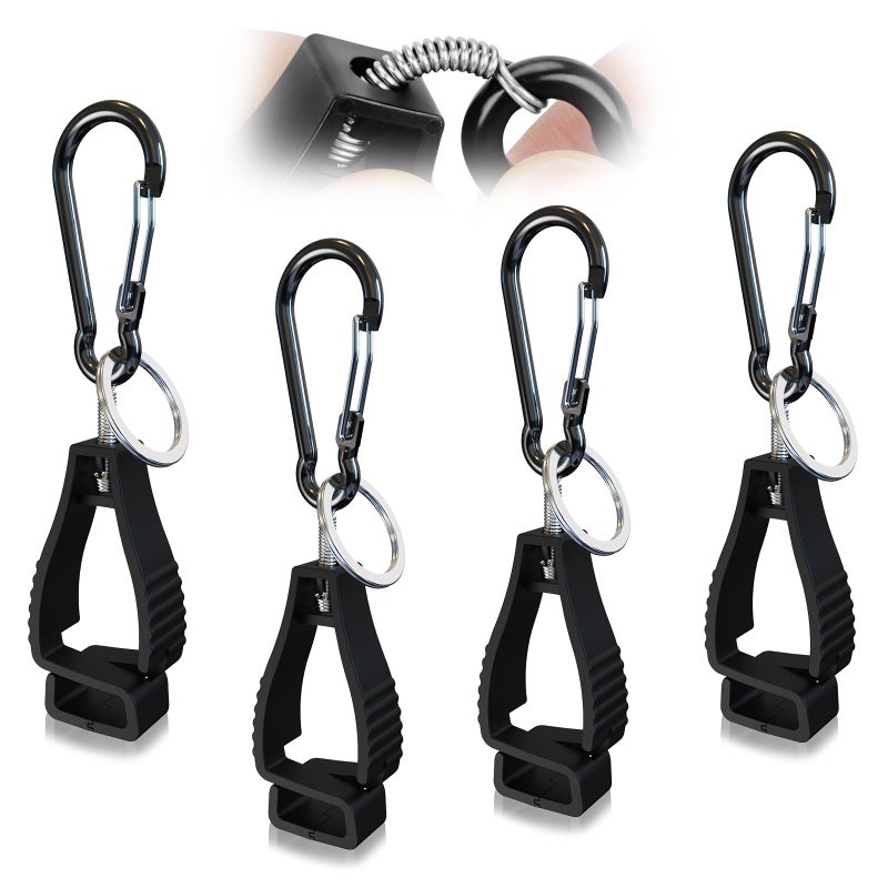 NANHONG 4PCS Glove Clips for Work Glove Holders Gloves Clip Duty Belt Accessories Gloves Clips for Work Suitable for Everyday Outdoor and Construction Black