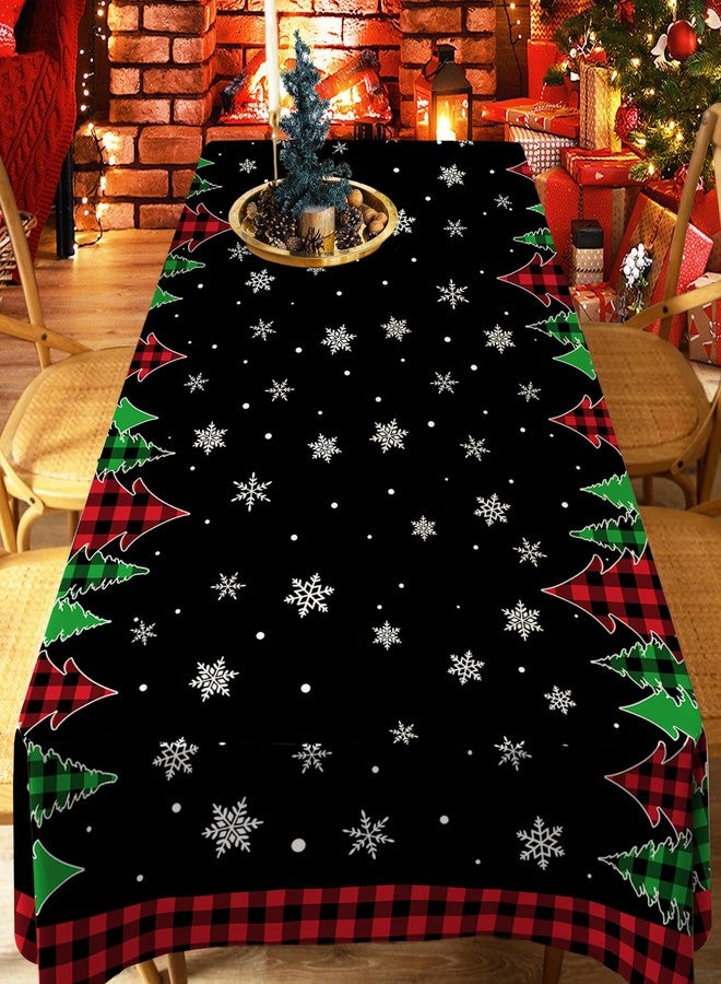 بنياتا مفرش طاولة عيد الميلاد بتصميم بيناتا، مقاس 60 × 84 بوصة، مفرش طاولة مستطيل الشكل بتصميم أشجار عيد الميلاد، مفرش طاولة مستطيل الشكل بنقشة مربعات الجاموس السوداء، مناسب لفصل الشتاء وعيد الميلاد، ومفرش طاولة مستطيل الشكل بتصميم ندفة الثلج لتزيين المطبخ وغرفة الطعام. - Image 5