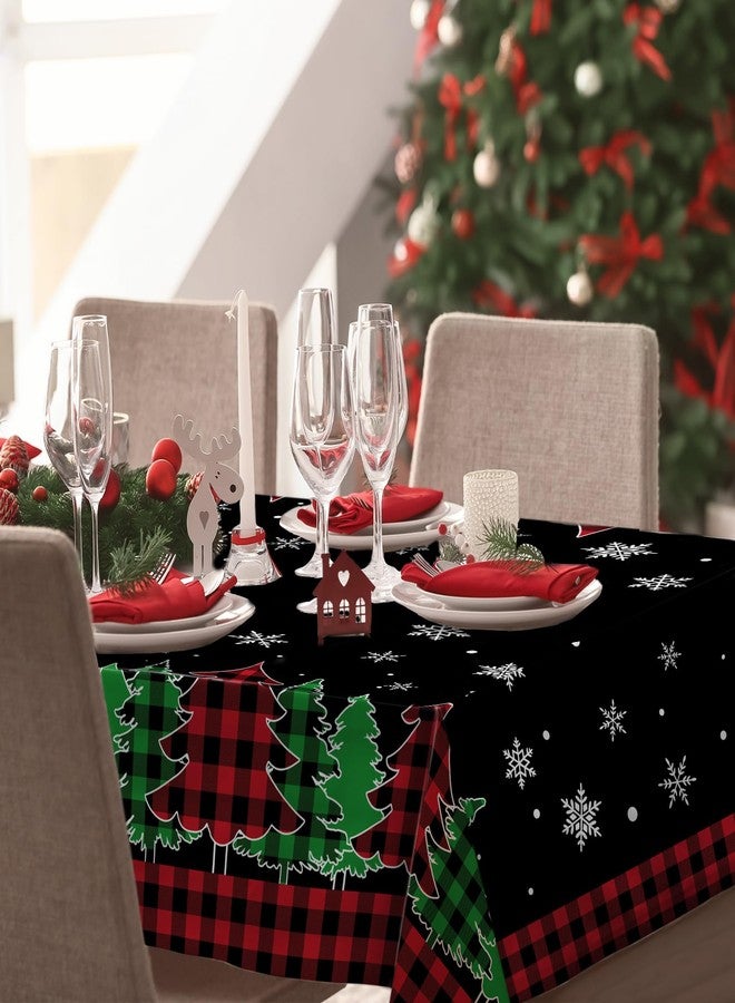 بنياتا مفرش طاولة عيد الميلاد بتصميم بيناتا، مقاس 60 × 84 بوصة، مفرش طاولة مستطيل الشكل بتصميم أشجار عيد الميلاد، مفرش طاولة مستطيل الشكل بنقشة مربعات الجاموس السوداء، مناسب لفصل الشتاء وعيد الميلاد، ومفرش طاولة مستطيل الشكل بتصميم ندفة الثلج لتزيين المطبخ وغرفة الطعام. - Image 4