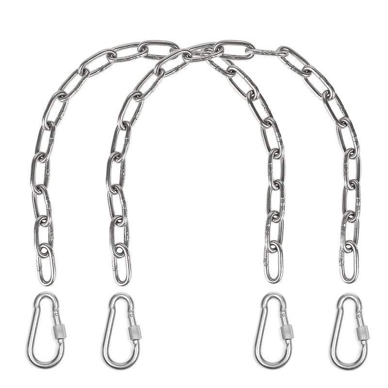 Hanging Chair Chain Heavy Duty Hammock Chain with Carabiners Swing Chain Extension for Hammock Chair Swings Punching Bags2 Hanging Chair Chain 4 Carabiners