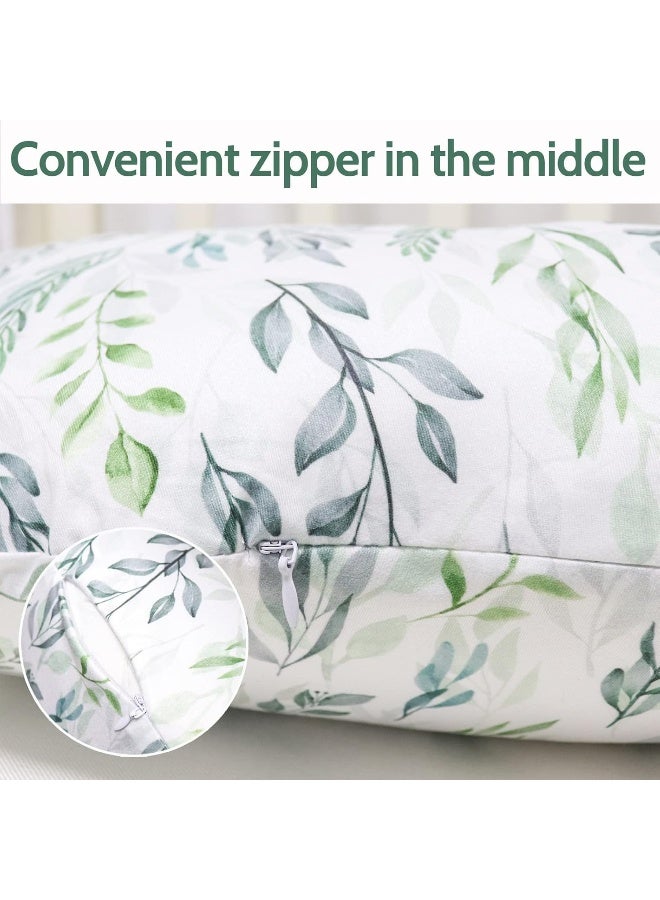 DILIMI غطاء وسادة الرضاعة DILIMI قابل للتمدد وقابل للإزالة لوسائد الرضاعة، غطاء فائق النعومة ومريح للبنات والأولاد، ورقة خضراء - Image 3