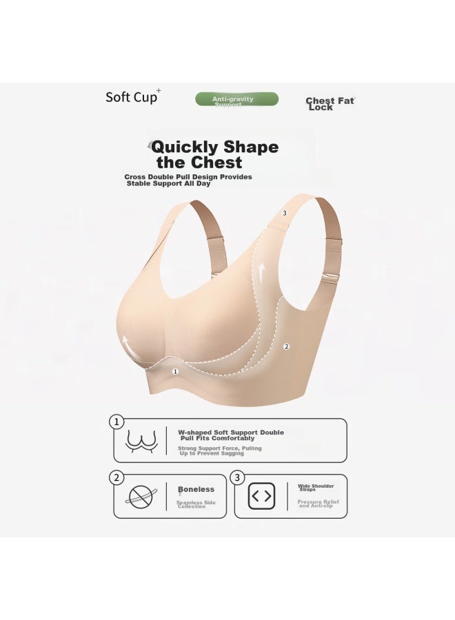 GRACEWELL Tingmei Seamless Double Lift Bra For Women, Large Bust Minimizer, Push-up, Side Support, Anti-sagging, Wireless, Soft Sports Bra - Image 3