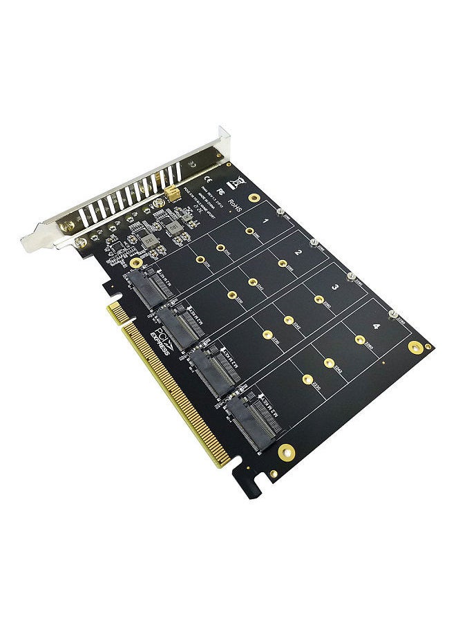M.2 NVME to PCI-E X16 Adapter Card Expansion Card with Four M.2 M-Key Interfaces Support 2230/2242/2260/2280 M.2 SSD