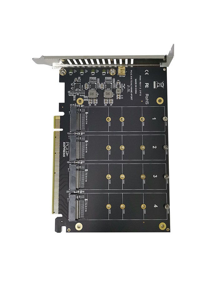 M.2 NVME to PCI-E X16 Adapter Card Expansion Card with Four M.2 M-Key Interfaces Support 2230/2242/2260/2280 M.2 SSD