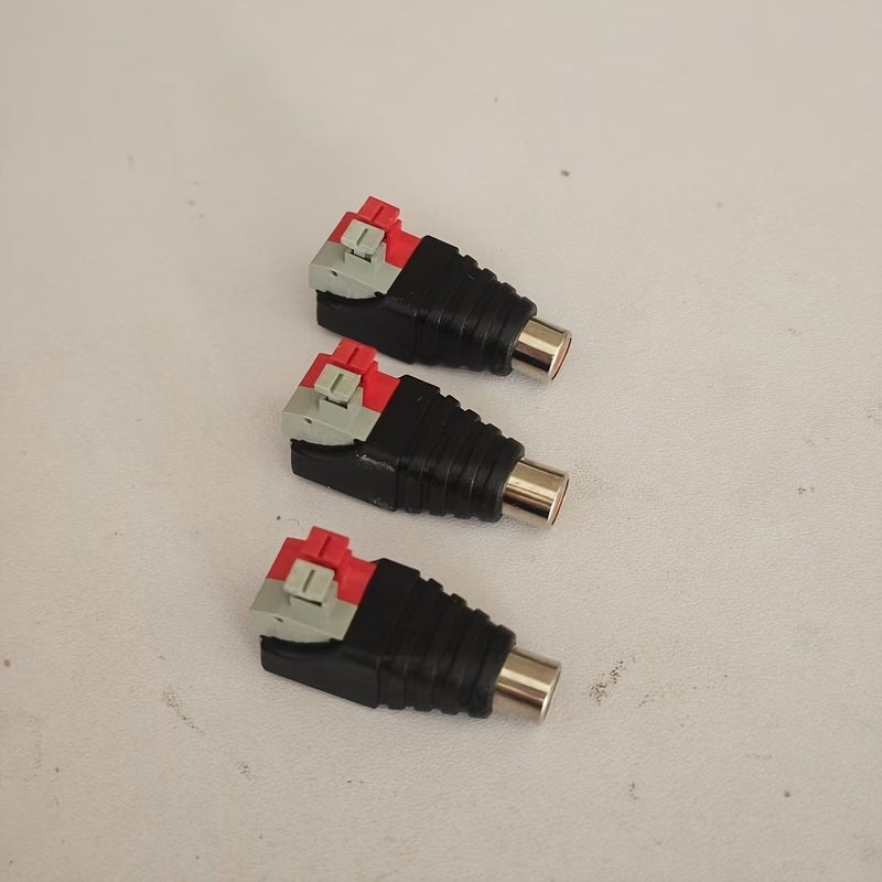 3pcs Solderless Crimp On RCA Connector 3 RCA Female Male To Female Adapter - Image 1