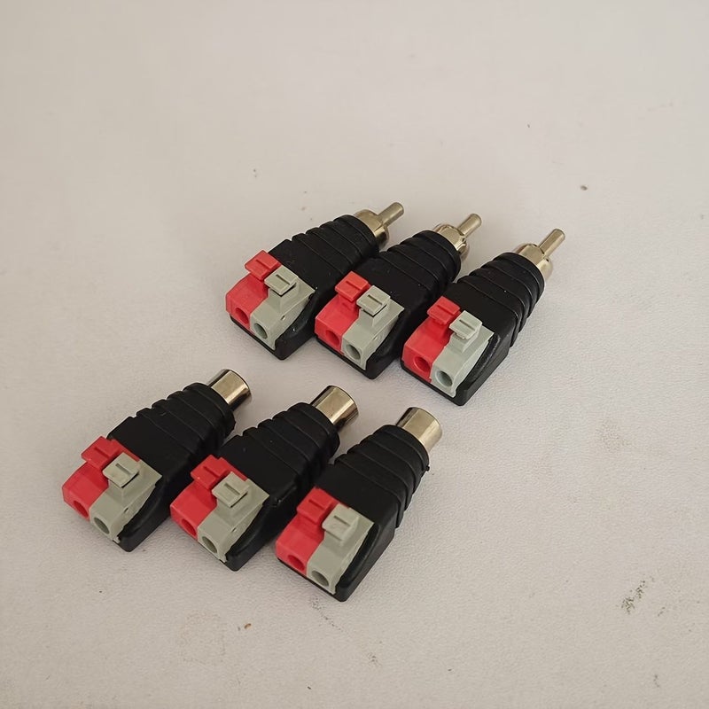 3pcs Solderless Crimp On RCA Connector 3 RCA Female Male To Female Adapter - Image 2