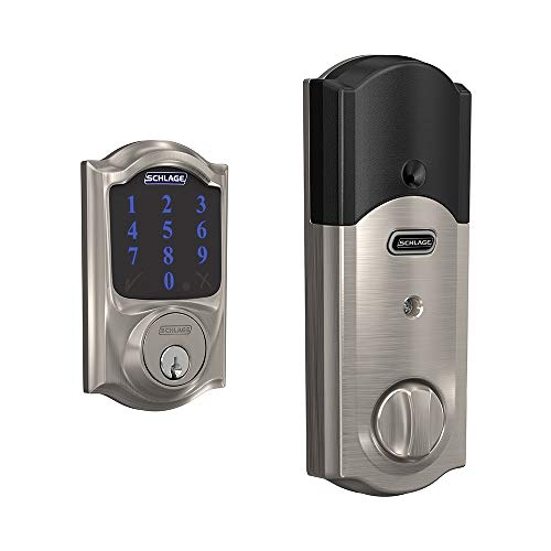 SCHLAGE BE469ZP CAM 619 Connect Smart Deadbolt with alarm with Camelot Trim in Satin Nickel, Z-Wave Plus enabled - Image 1
