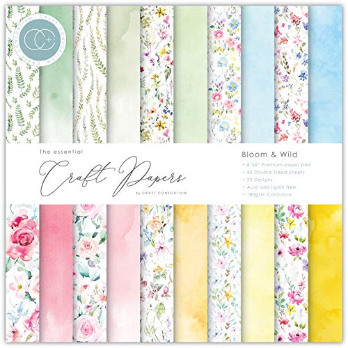 CRAFT CONSORTIUM LTD Craft CON PAPRPAD 6", Bloom & Wild, 20 Designs - Image 1