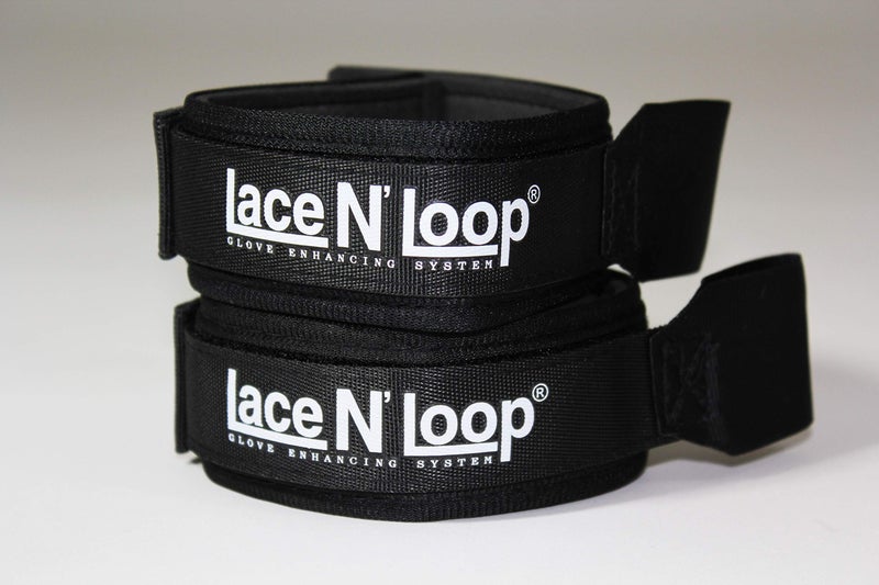 Lace N Loop Straps (Pair) - Lace-Up Boxing Glove Converter (Black (White Logo)) - Image 1