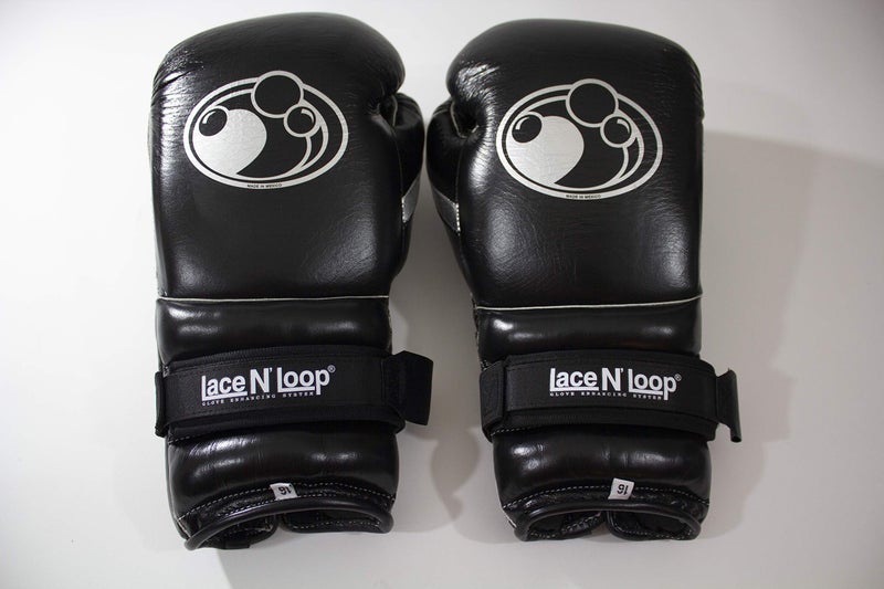 Lace N Loop Straps (Pair) - Lace-Up Boxing Glove Converter (Black (White Logo)) - Image 3