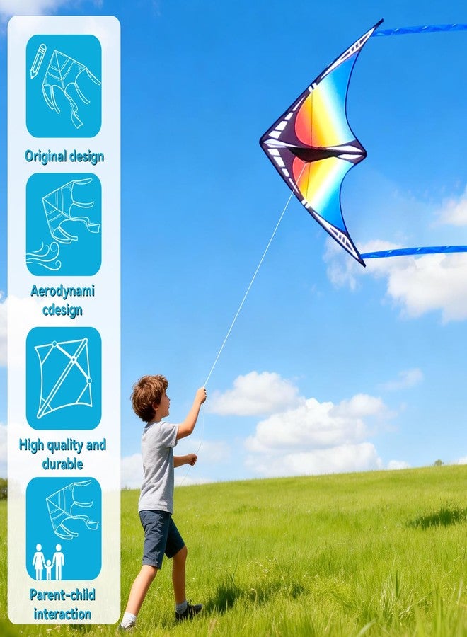 FejoHify 3Pack Large Kites - Butterfly Delta Dragonfly Kites for Kids and Adults, Easy to Fly for Each Park Outdoor Activities (Purple Butterfly+Rainbow Delta+Gold Dragonfly) - Image 3