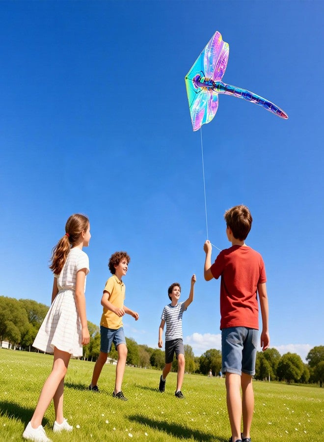 FejoHify 3Pack Large Kites - Butterfly Delta Dragonfly Kites for Kids and Adults, Easy to Fly for Each Park Outdoor Activities (Purple Butterfly+Rainbow Delta+Gold Dragonfly) - Image 4