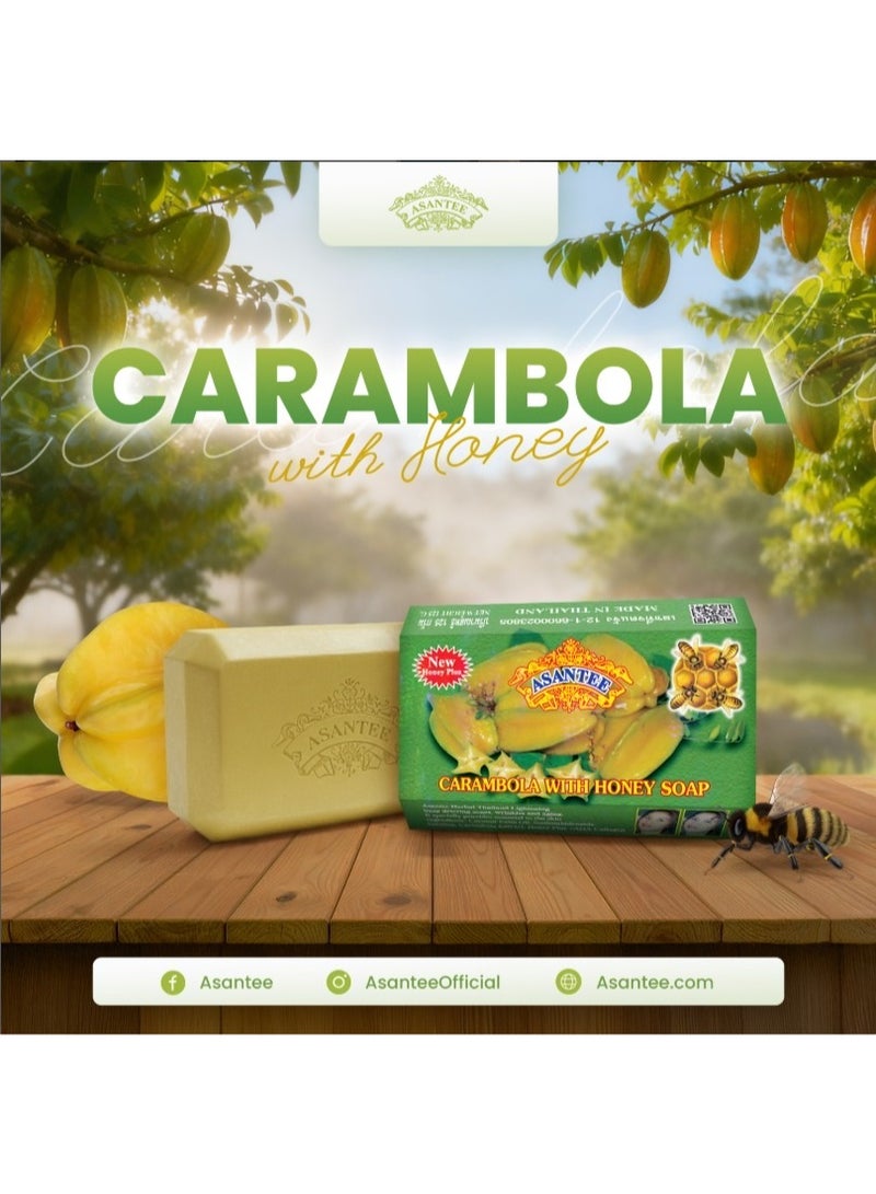 Asantee Carambola with Honey Herbal Soap 125g for Brightening & Dark Spot Care, Starfruit Deep Cleansing Moisturizing Bath Soap Bar - Image 4