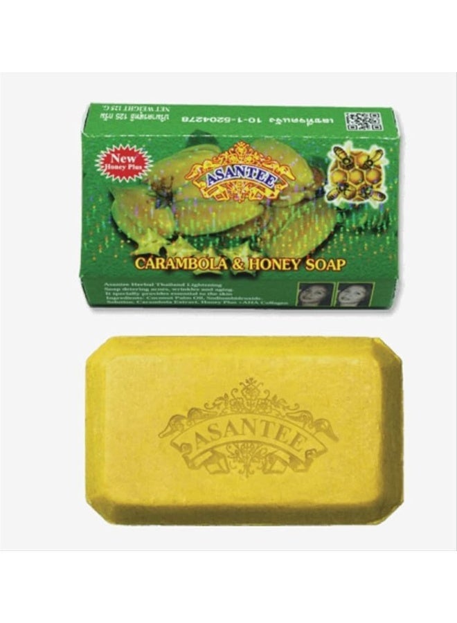 Asantee Carambola with Honey Herbal Soap 125g for Brightening & Dark Spot Care, Starfruit Deep Cleansing Moisturizing Bath Soap Bar - Image 1
